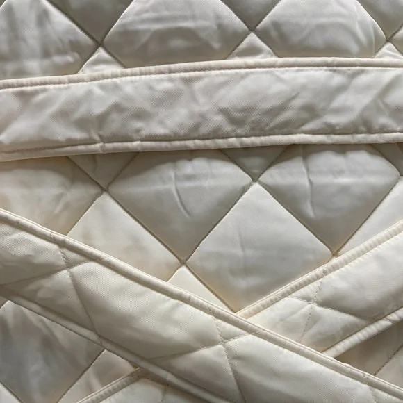 Rebecca Minkoff Cream Quilted Light Weight Puffer Jacket Tie Waist Size L NWT - Picture 7 of 9